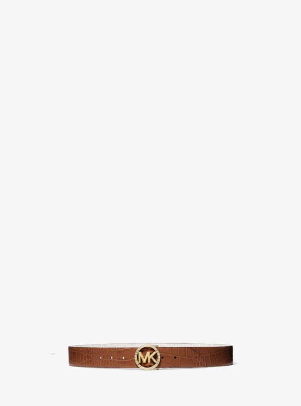 Damske Opasky Michael Kors Reversible Logo and Crocodile Embossed Hnede - Doplnky Michael Kors Nejlevnejsi | AEQID-6417